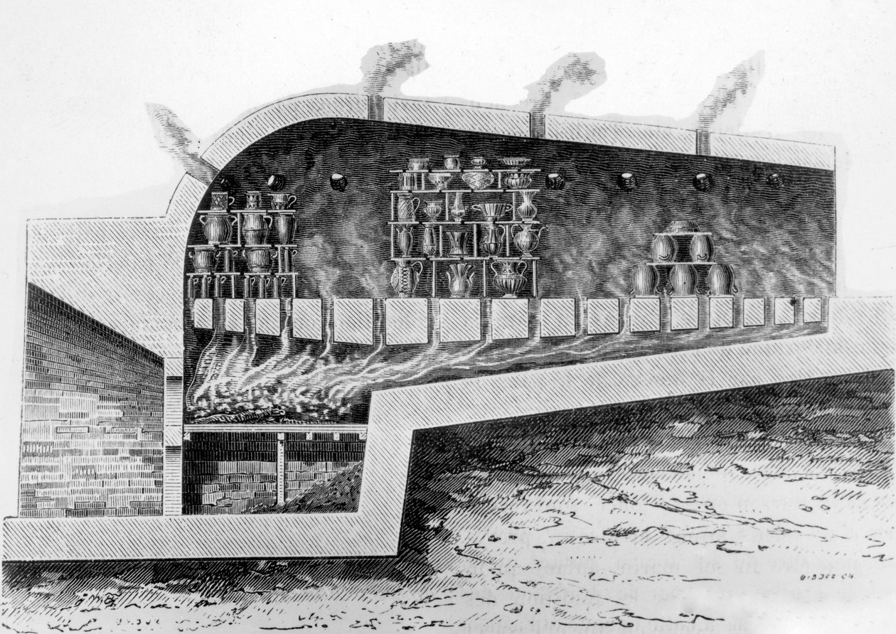 Seramik pişirmek için ahşap fırın, 1882 by French School