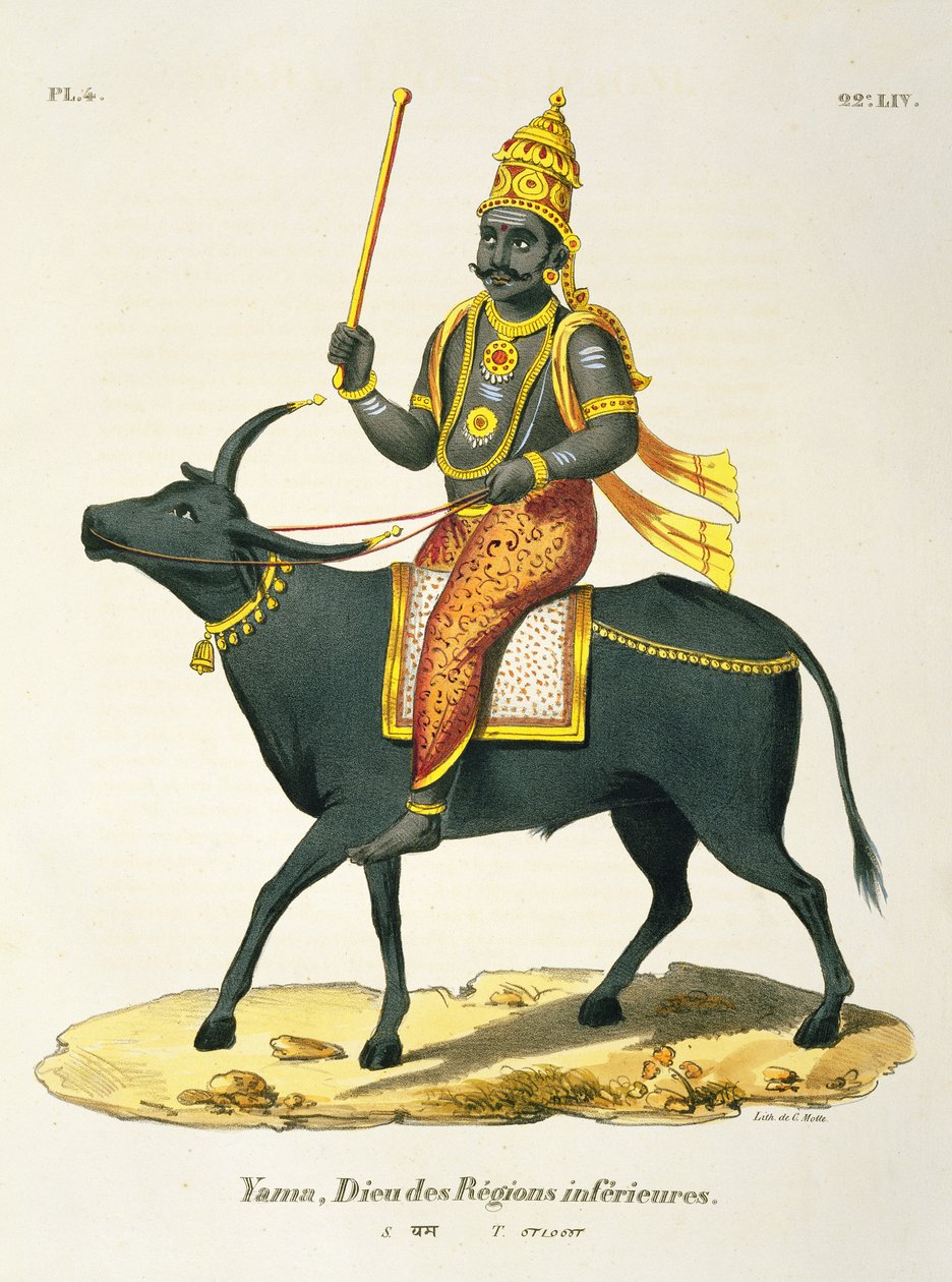 Yama, Görünmez Dünyanın Tanrısı, C. de Motte (1785-1836) tarafından oyulmuş by French School
