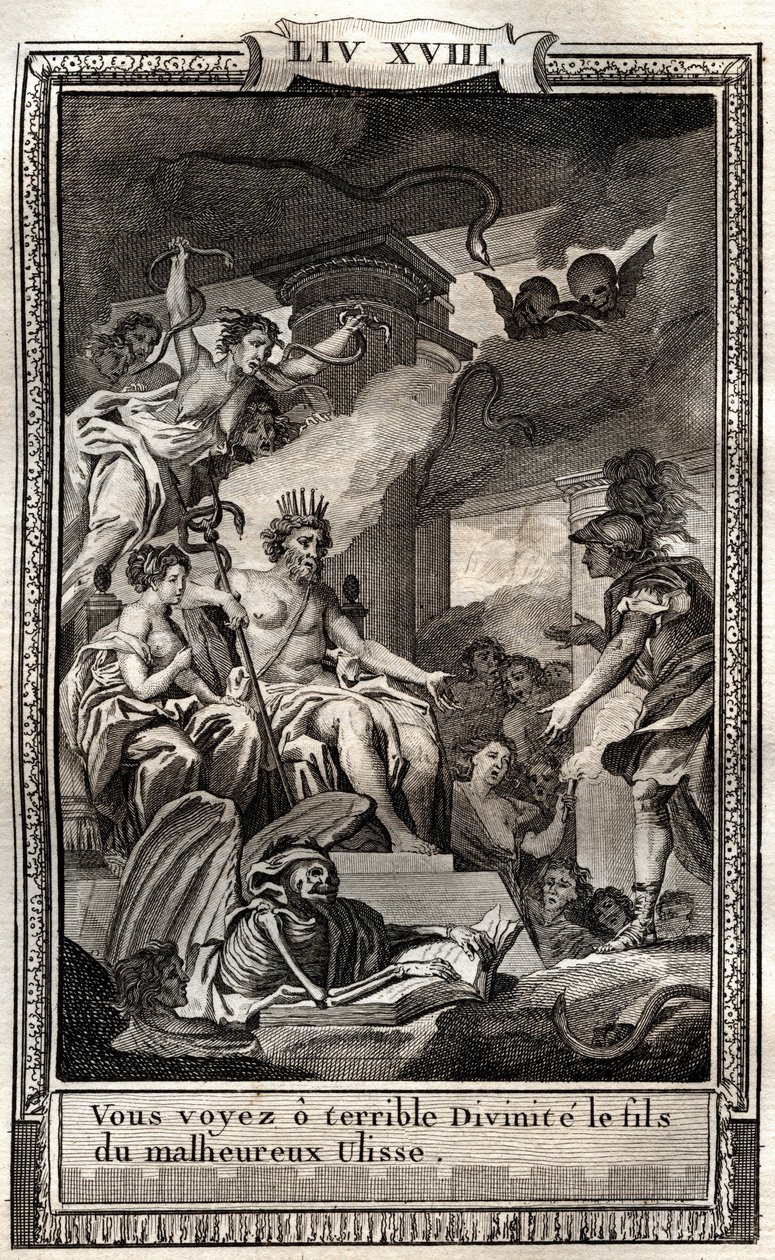 Kötü Ulisse'nin oğlu o korkunç tanrıyı görüyorsun - Monnet tarafından 1798 gravürü, Francois de Salignac de La Mothe-Fenelon dit Fenelon tarafından “Les Aventures de Telemaque, fils d'Ulysses” (Telemachus'un Maceraları) - by French School