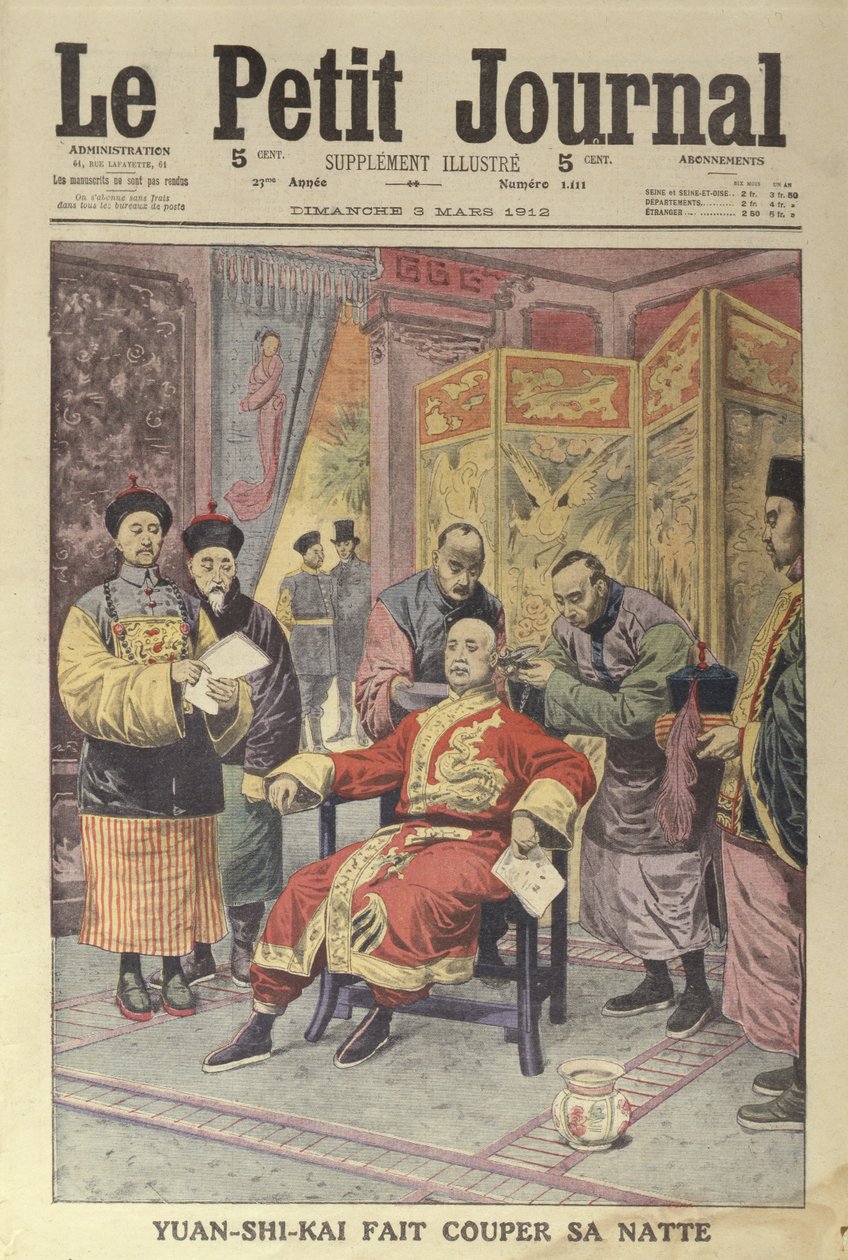 Yuan-Shi-Kai (1859-1916) saç örgüsü kesilmiş, Le Petit Journal