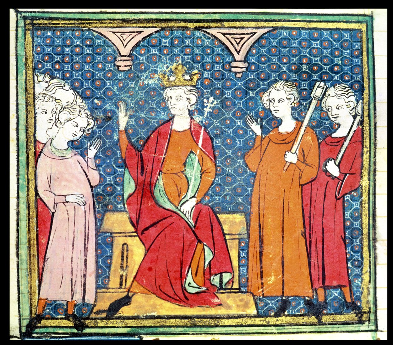 f.14v Childeric II (c.653-73), Grandes Chroniques de France
