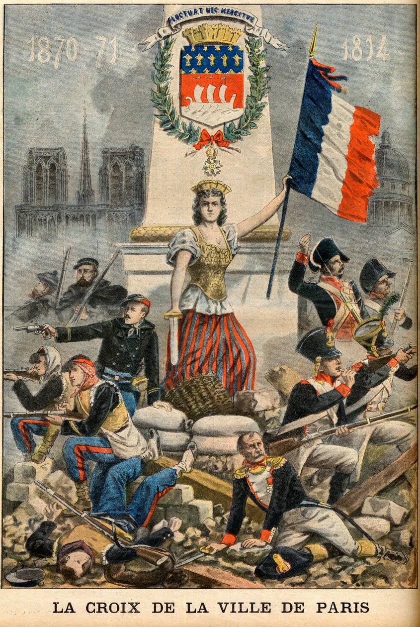 fluctuat nec mergitur - Paris şehrinin haçı Paris arması ile tanıtıldı, İngilizce "Le Petit Journal" gazetesinden illüstrasyon 5 Mayıs by French School