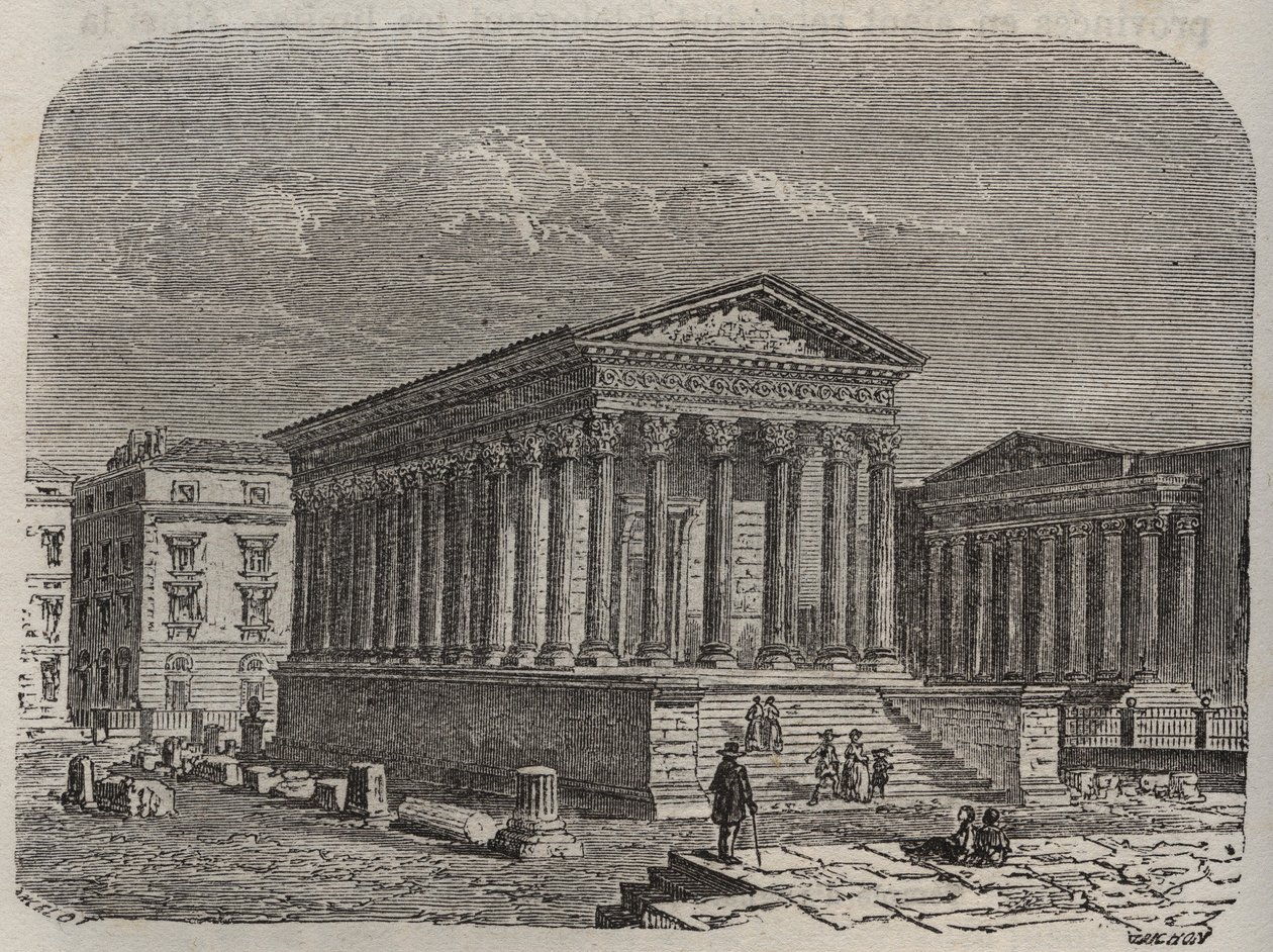 ev Carree de Nimes - Fransa, Languedoc-Roussillon, Gard - Victor Duruy (1811-1894) - 1882 tarafından “Histoire de France” ”da gravür by French School