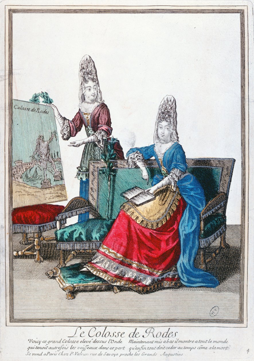 Rodos Heykeli'nin resmini gösteren bayan by French School