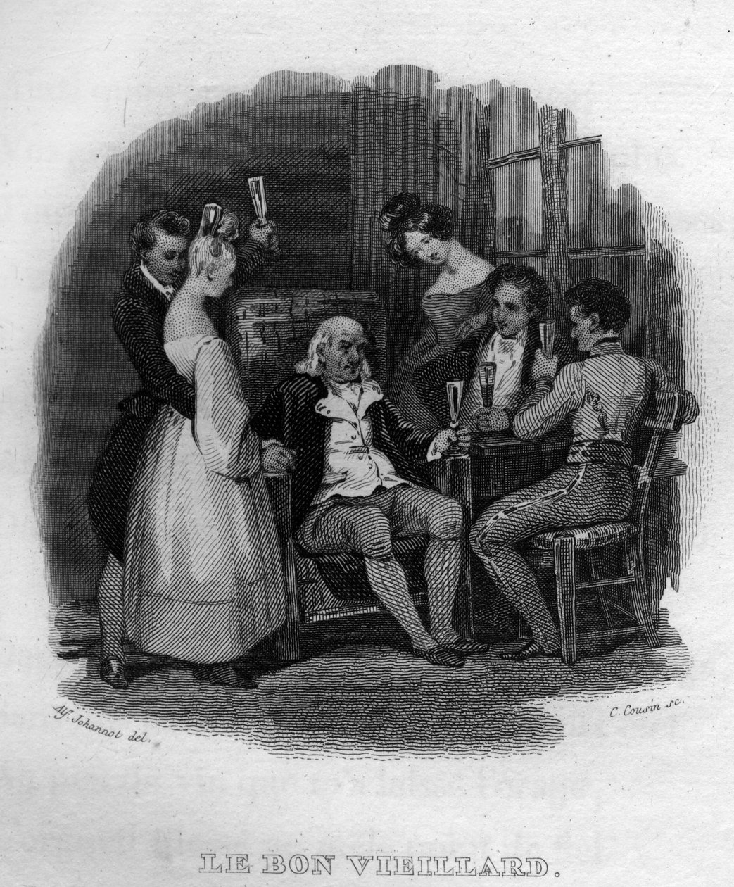 Fransız şair ve söz yazarı Pierre Jean de Beranger (1780-1857) tarafından “Oeuvres tamamlıyor” (1834) adlı eserinde iyi yaşlı adam Chanson de Beranger. by French School