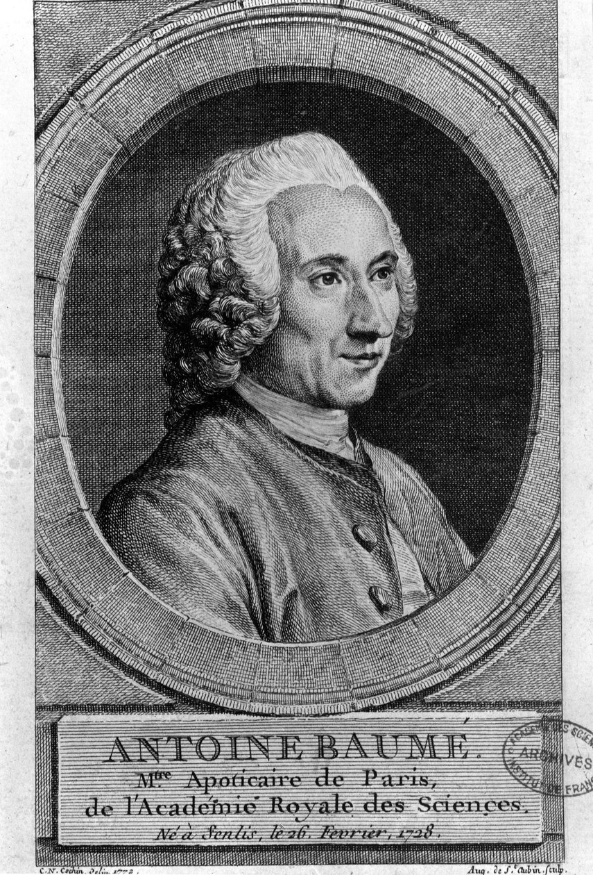 Antoine Baumé (1728-1804), Fransız kimyager ve eczacının portresi. Apoticaire de Paris. 1772'den gravür. by French School
