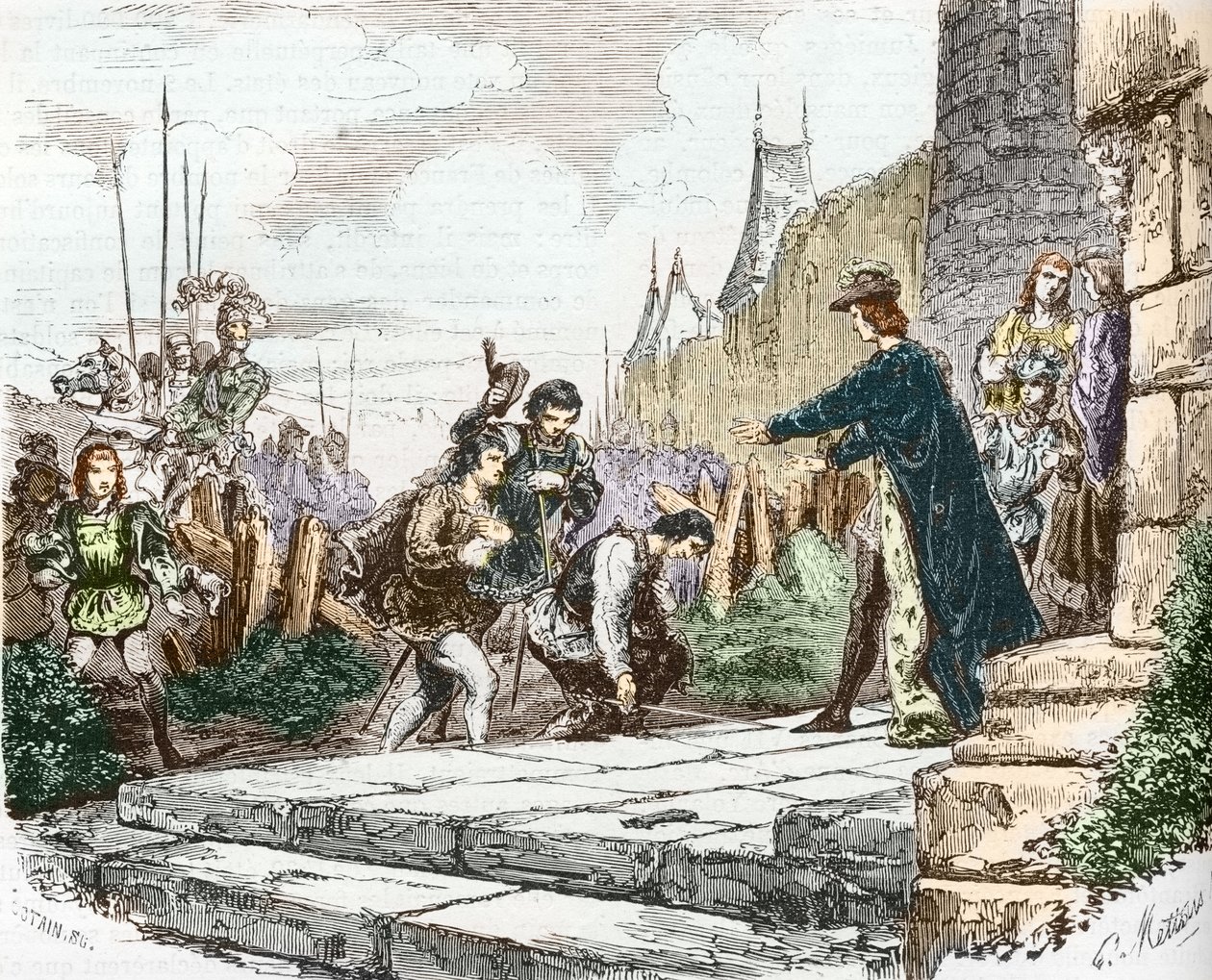 yunus Louis (daha sonra Louis XI), Alencon Dükü II. John ve Bourbon Dükü I. Charles, Kral VII. by French School