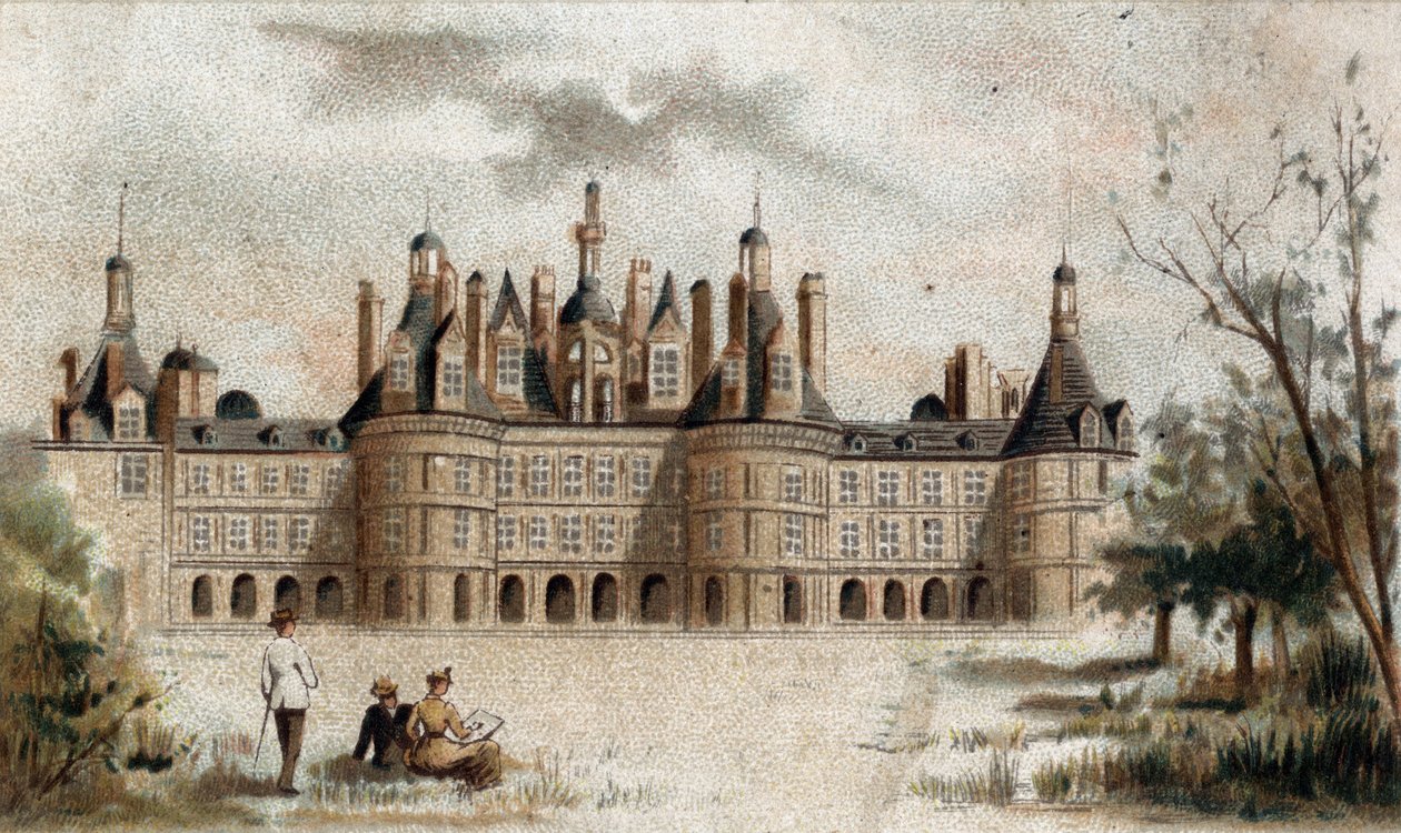 Chateau de Chambord (Loir et Cher) manzarası. by French School