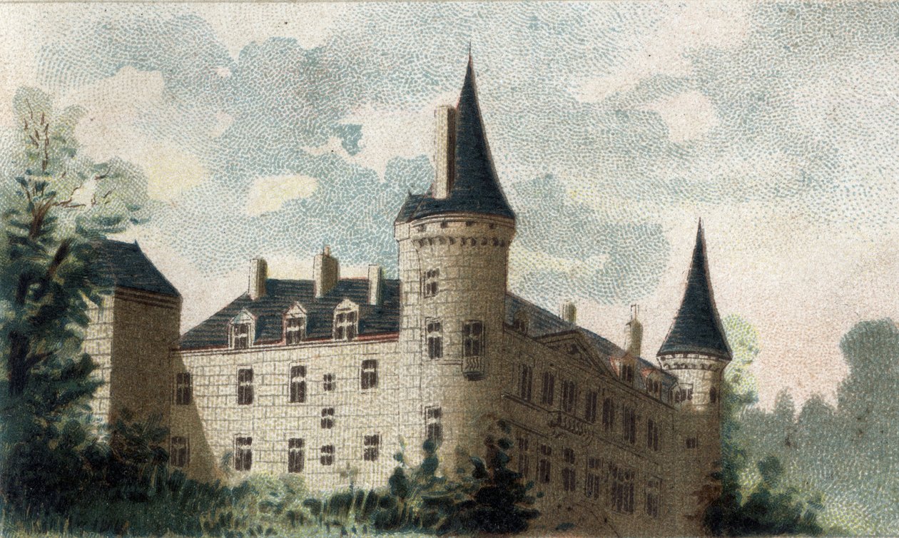Bazoches (Nievre) kalesinin görünümü. by French School