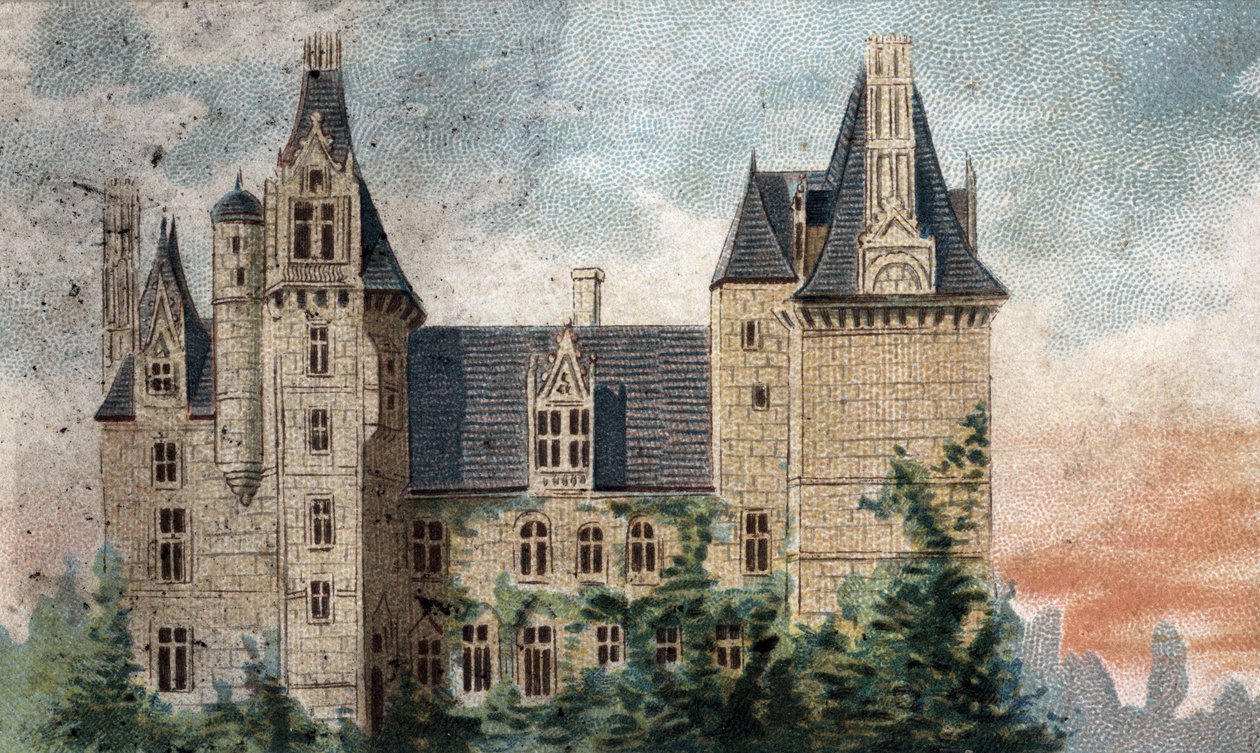 Montigny-le-Ganelon kalesinin görünümü (Montigny le ganelon) (Eure et loir). by French School