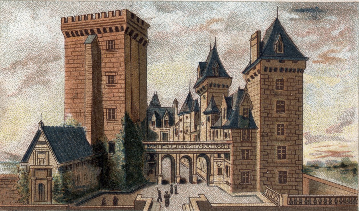 Pau (Aşağı Pireneler) kalesinin görünümü. by French School