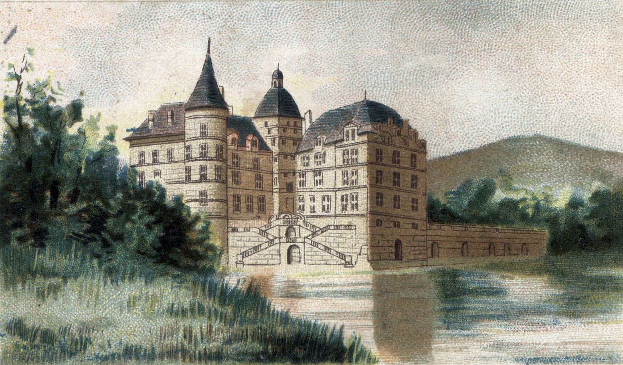 Vizille en Isere kalesinin görünümü. by French School