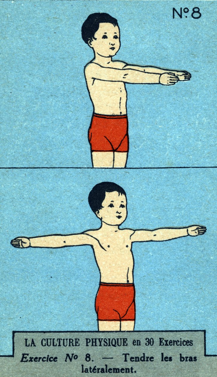 20. yüzyılın egzersiz, fitness, vücut egzersizleri, iyi sağlık, sağlıklı (chromolithograph) yalvarıyor by French School