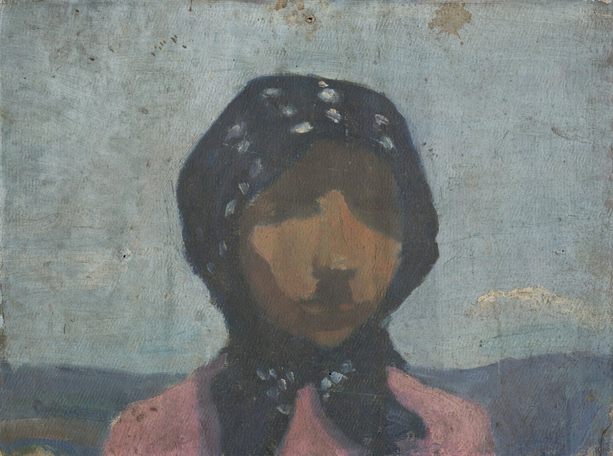 Siyah Benekli Eşarplı Köylü Çalışması by Frida Konstantin