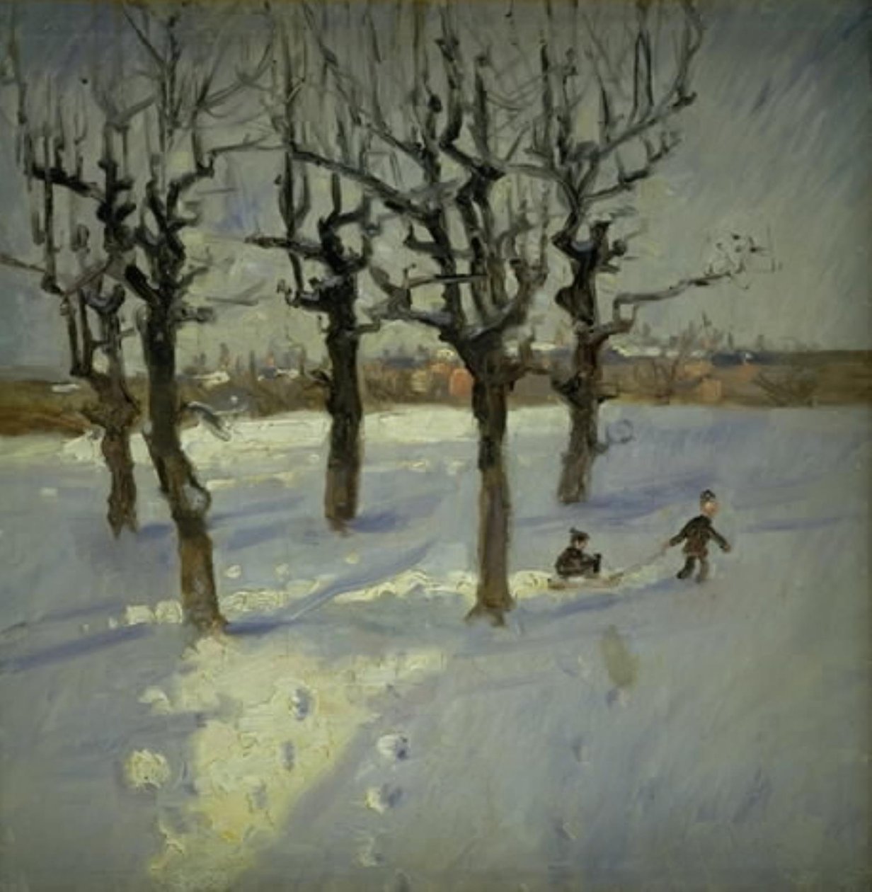 Kopenhag banliyösünde kış manzarası by Fridolin Johansen