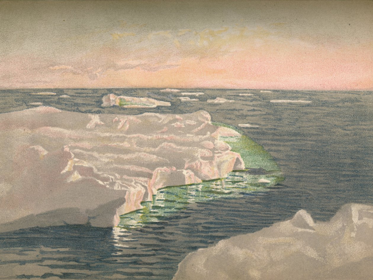 Gün Batımında, 22 Eylül 1893. Sulu Boya Eskiz, 1893, 1897 by Fridtjof Nansen