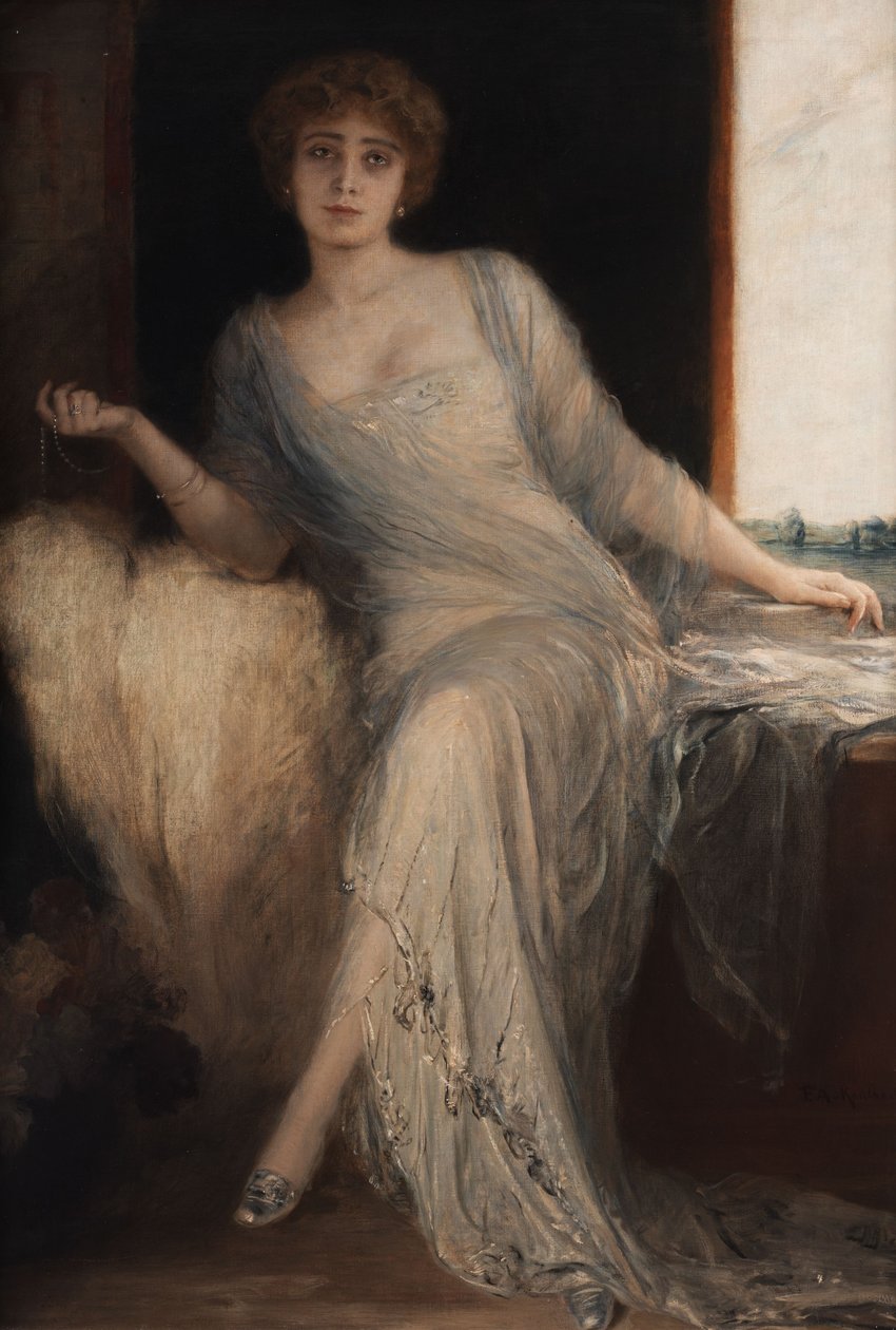 Oturan bir bayanın portresi by Friedrich August von Kaulbach
