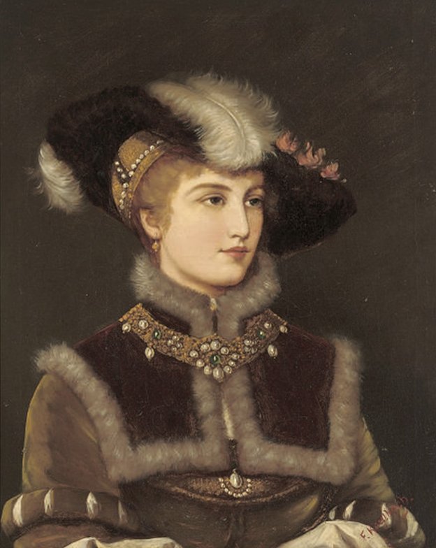 Kürk şapkalı genç bir bayanın portresi by Friedrich August von Kaulbach