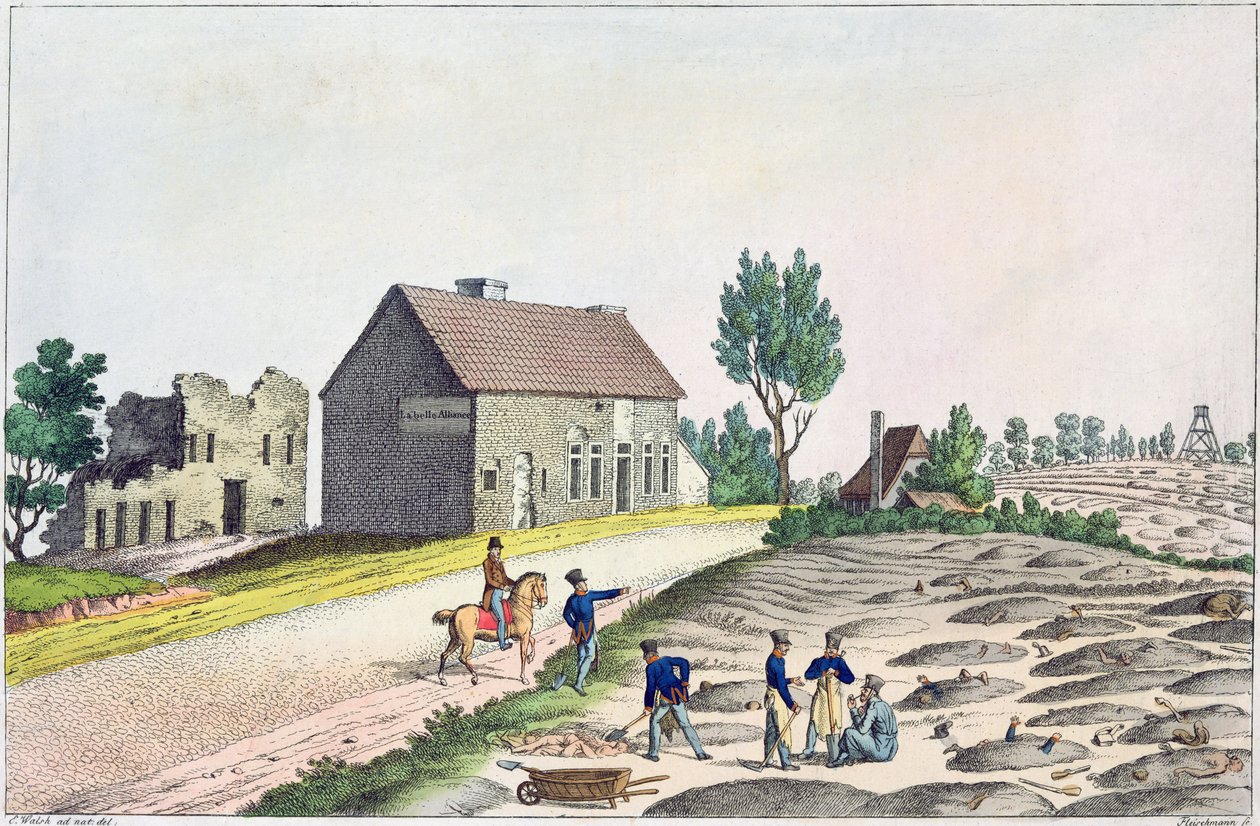 The Belle Alliance Farm after the Battle of Waterloo, 18th June 1815  by Friedrich Fleischmann