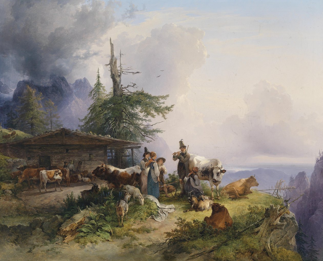 Alpenwirtschaft am Untersberg by Friedrich Gauermann