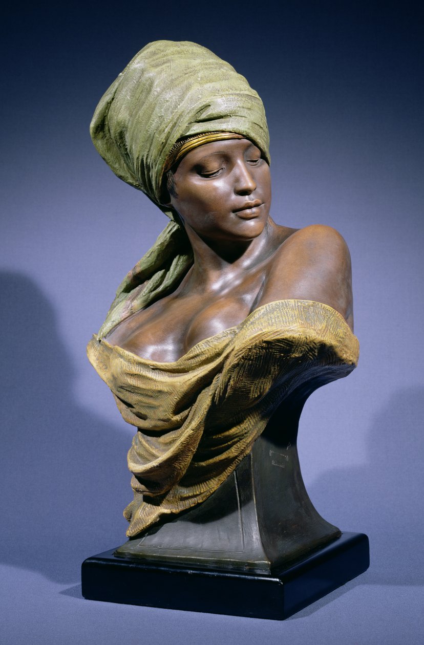 Nubian Kızı (el boyaması pişmiş toprak) by Friedrich Goldscheider