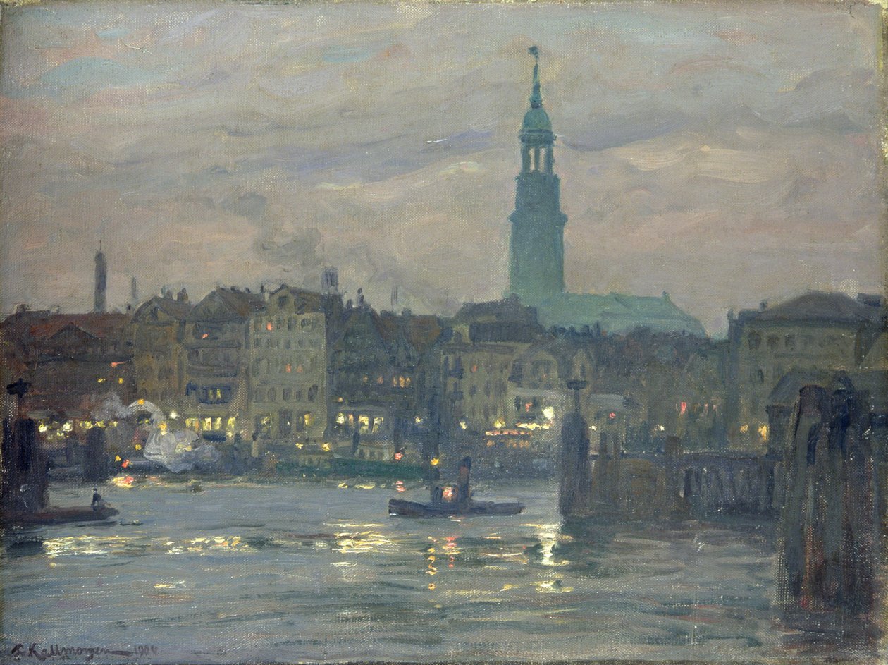 Putting on the Lights, 1904  by Friedrich Kallmorgen