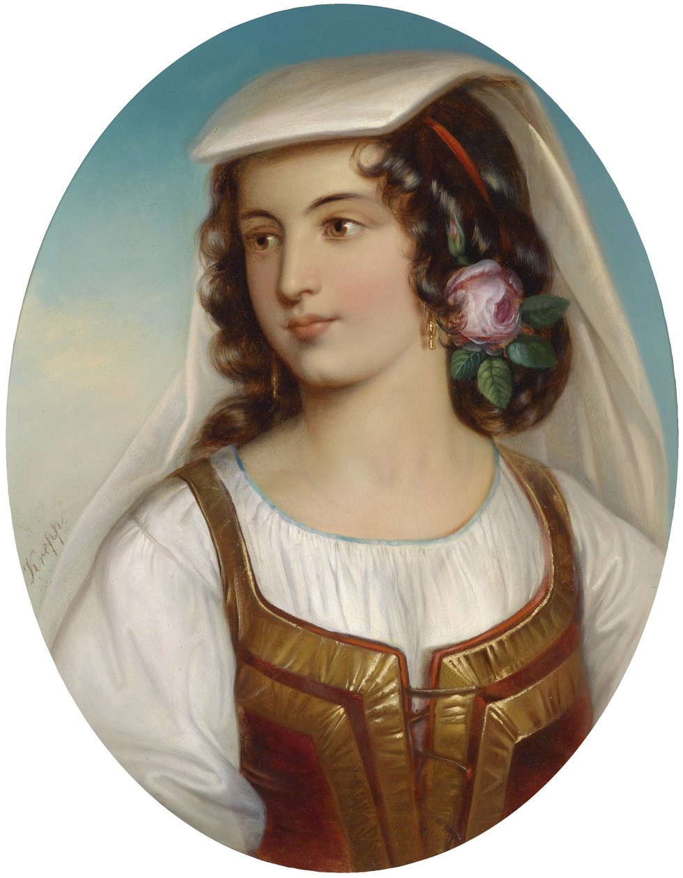 Geleneksel Güney İtalyan kostümlü kızlar by Friedrich Krepp