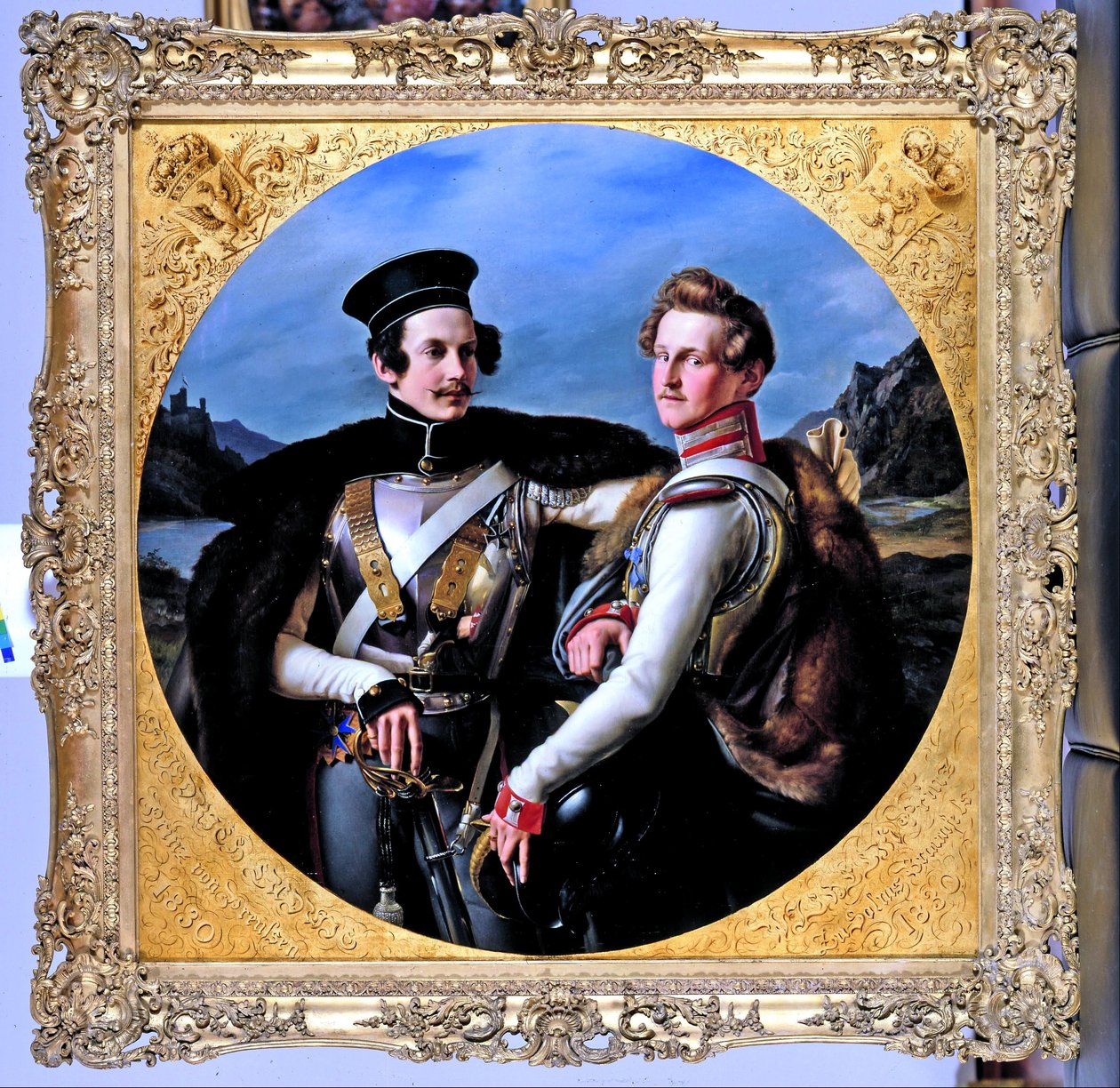 Double Portrait of Princes Friedrich Wilhelm of Prussia and Wilhelm zu Solms-Braunfels in a Cuirassiers Uniform  by Friedrich Wilhelm von Schadow