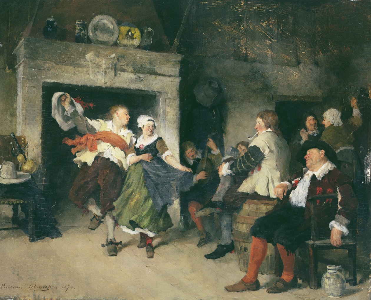 Bir Tavernada Dans Eden Çift, 1874 by Friedrich von Puteani
