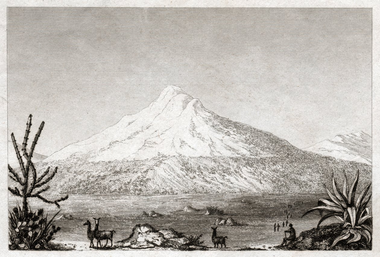 Chimborazo yanardağı. (gravür, yaklaşık 1840) by Friedrich Alexander Baron von (after) Humboldt