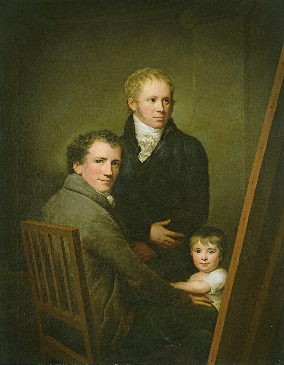 Koruyucu Kızı Lina Groger ve ressam Heinrich Jakob Aldenrath ile otoportre, c.1801-15 by Friedrich Carl Groger