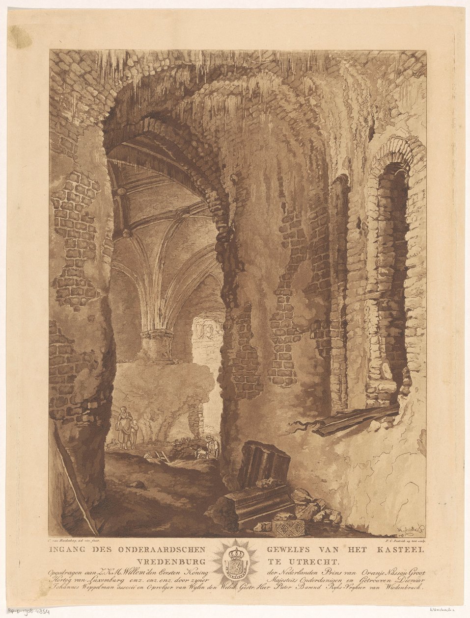 Utrecht'teki Vredenburg Kalesi'nin yeraltı kasasının görünümü by Friedrich Christoph Dietrich