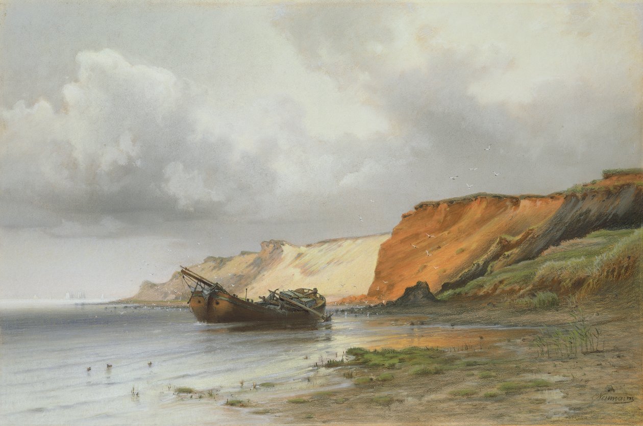 Rügen Adasında Bir Yelkenli Tekne Batığı, 1890 dolayları by Friedrich Emil Neumann