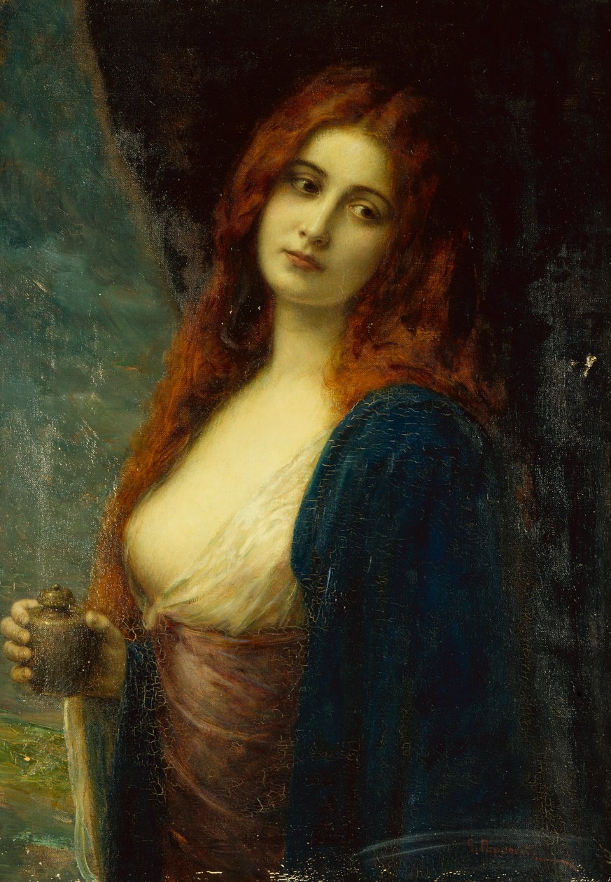 Genç Bir Kız (tuval üzerine yağlı boya) by Friedrich Georg Papperitz