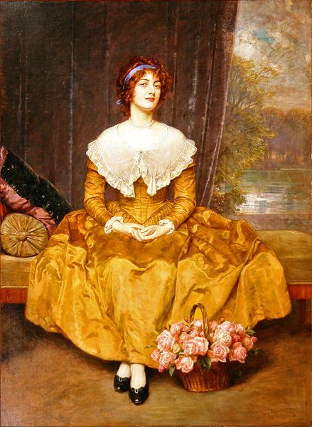 Bir Kadının Portresi (tuval üzerine yağlı boya) by Friedrich Georg Papperitz