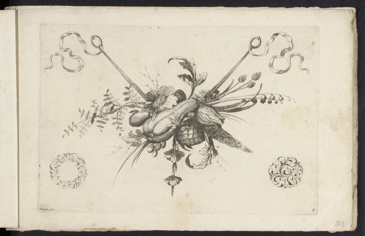 Çiçekler, bıçaklar ve vruchten ile festival Farklı Yeni Çiçekler ve Meyveler Festoon (seri başlığı) by Friedrich Jacob Morisson