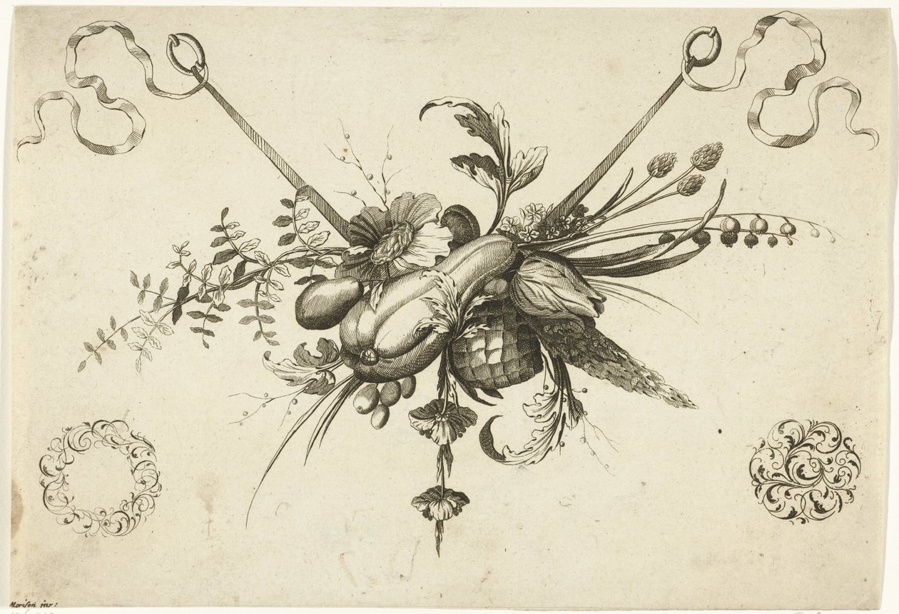 Çiçekler, bıçaklar ve vruchten ile festival Farklı Yeni Çiçekler ve Meyveler Festoon (seri başlığı) by Friedrich Jacob Morisson