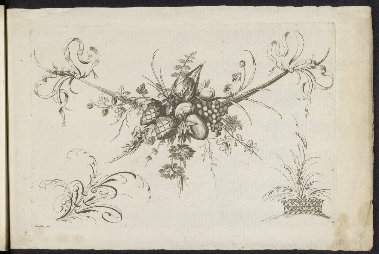 Festool van vruchten, bladeren en bloemen Farklı Yeni Çiçekler ve Meyveler Festoon (seri başlığı) by Friedrich Jacob Morisson
