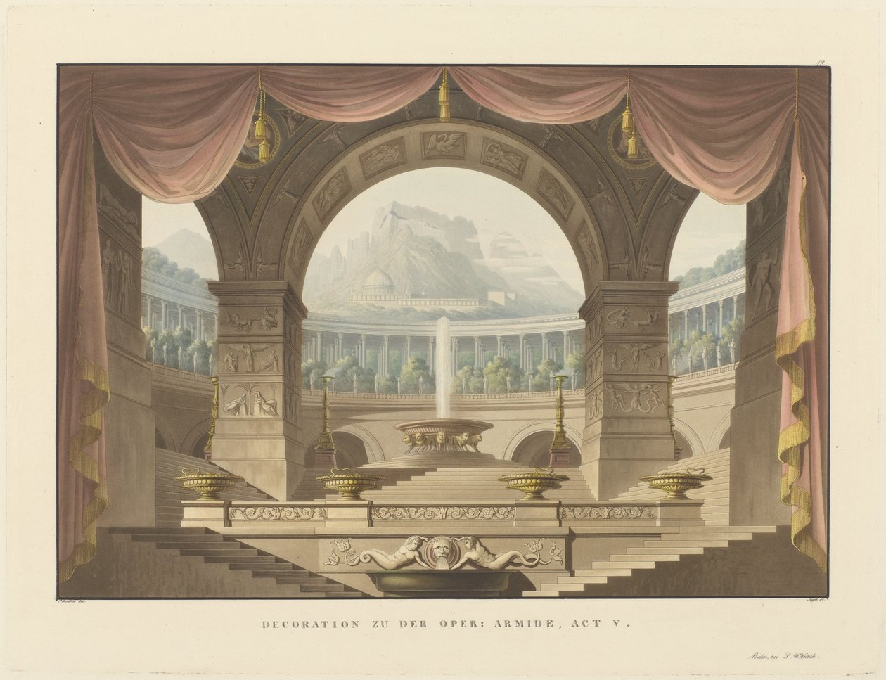 Berlin'deki iki kraliyet tiyatrosunda dekor voor opera 'Armida' süslemeleri (dizi adı) by Friedrich Jugel