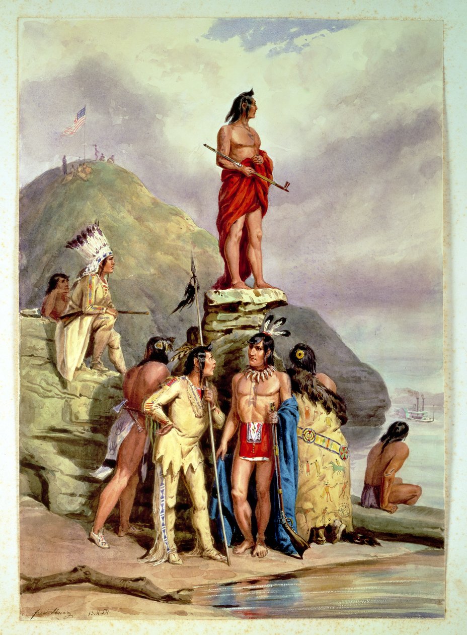 Bir Nehir Kıyısında Kızılderililer Grubu, 1854 by Friedrich Kurz