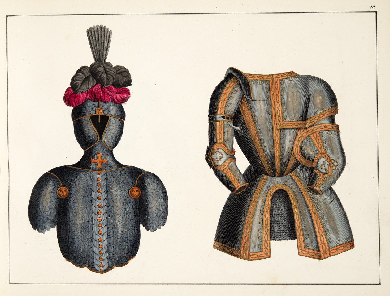 Zırh, Dr. Franz Kottenkamp'ın 'A History of the Development and Customs of Chivalry'den bir levha, Carl Hoffmann tarafından yayınlandı, 1842 by Friedrich Martin von Reibisch