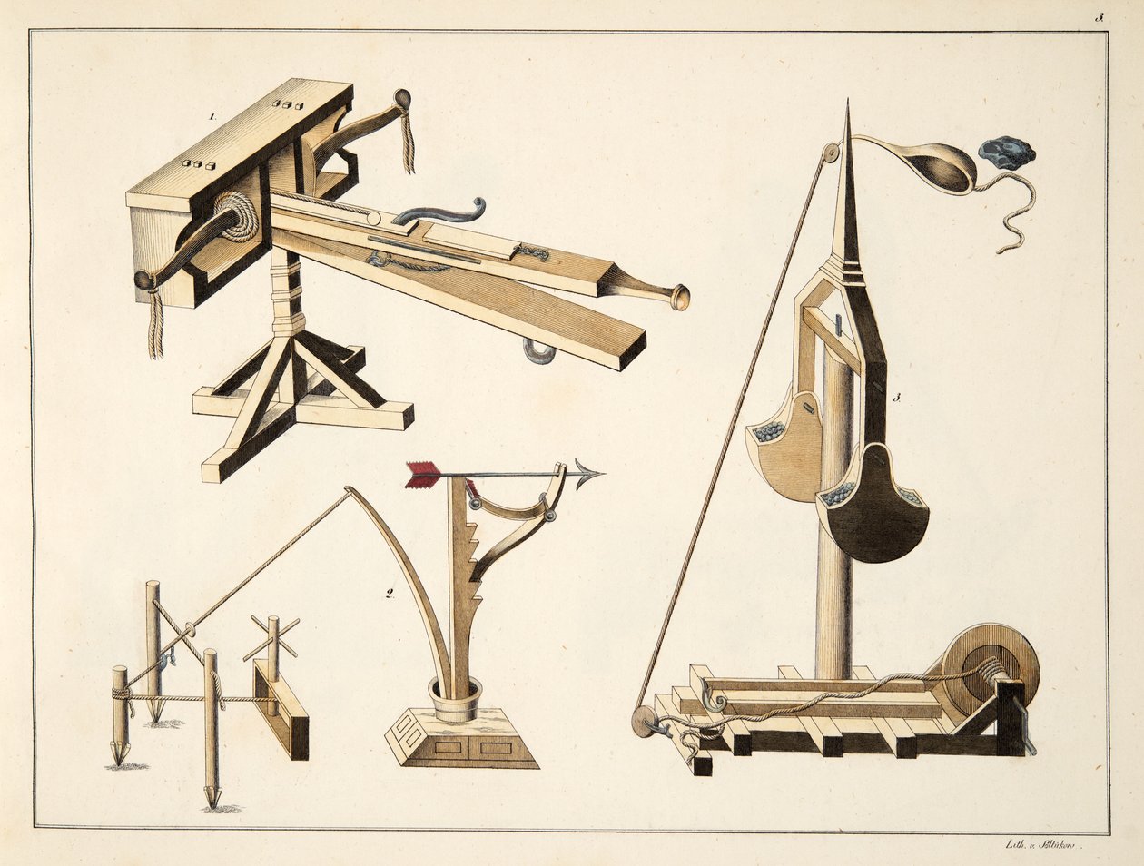 Sapan silahları, Dr. Franz Kottenkamp'ın 'A History of the Development and Customs of Chivalry'den bir levha, Carl Hoffmann tarafından yayınlandı, 1842 by Friedrich Martin von Reibisch