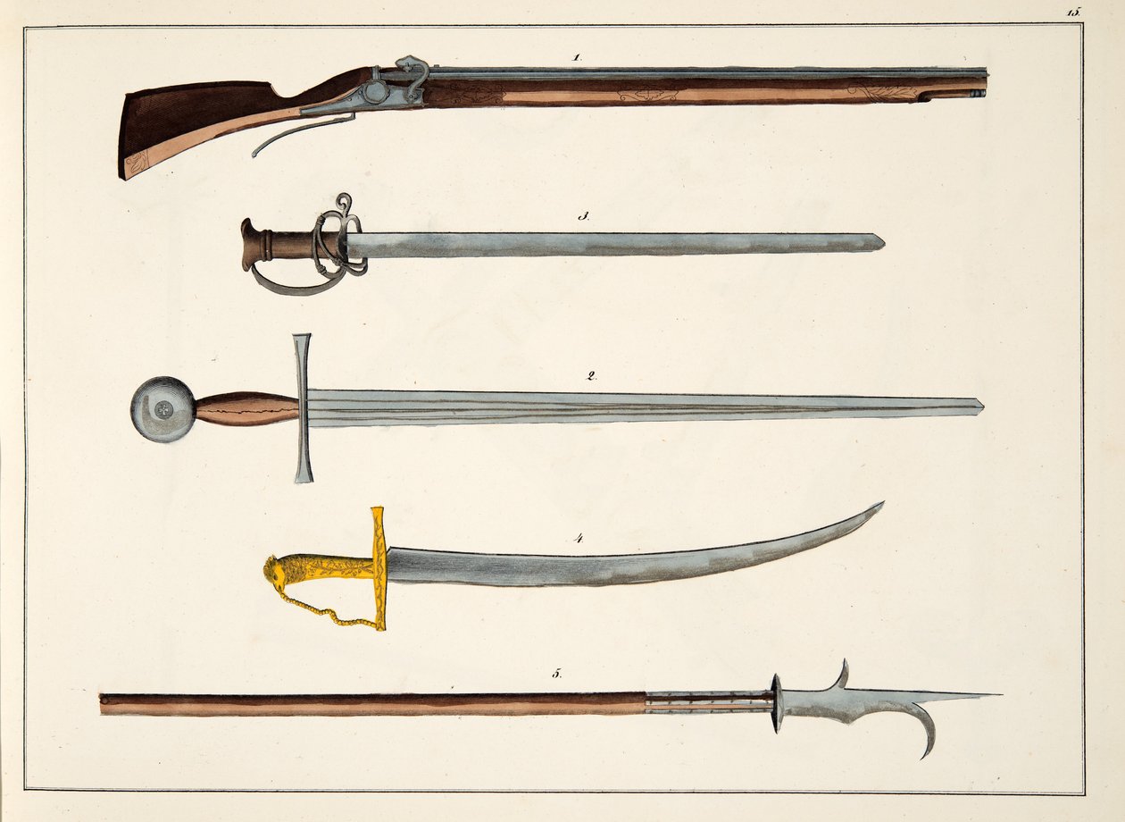 Kılıçlar ve mızraklar dahil silahlar, c.1400, A History of the Development and Customs of Chivalry