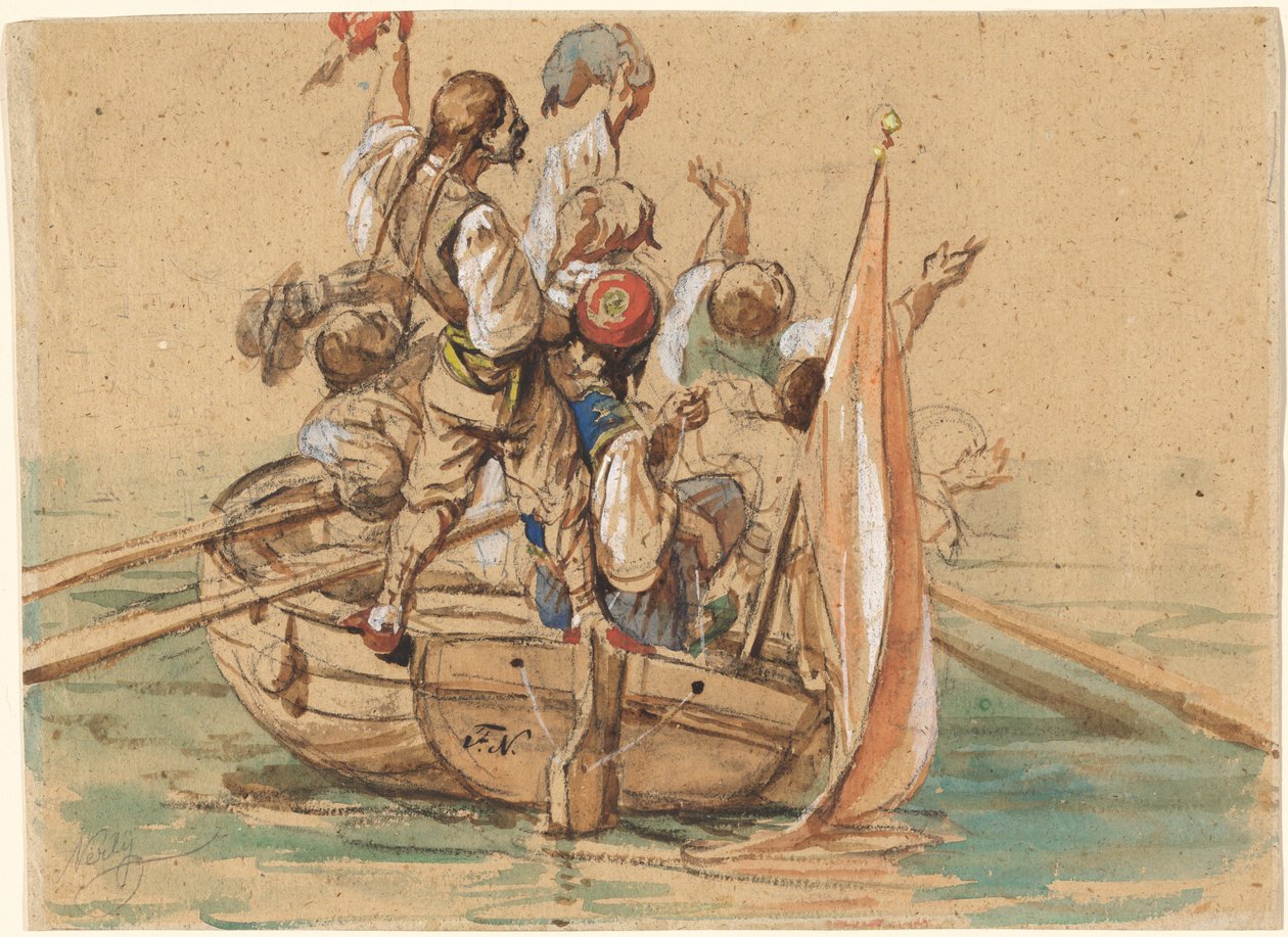 Venedik Kanalında Yunan Denizciler by Friedrich Nerly