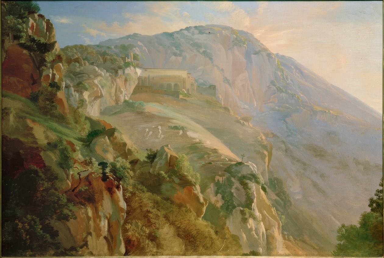 Subiaco yakınlarındaki dağlarda Manastır by Friedrich Nerly