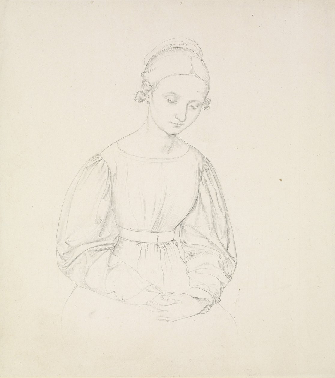 Sanatçının Karısının Portresi, Nina, c. 1830 (kağıt üzerinde grafit) by Friedrich Overbeck