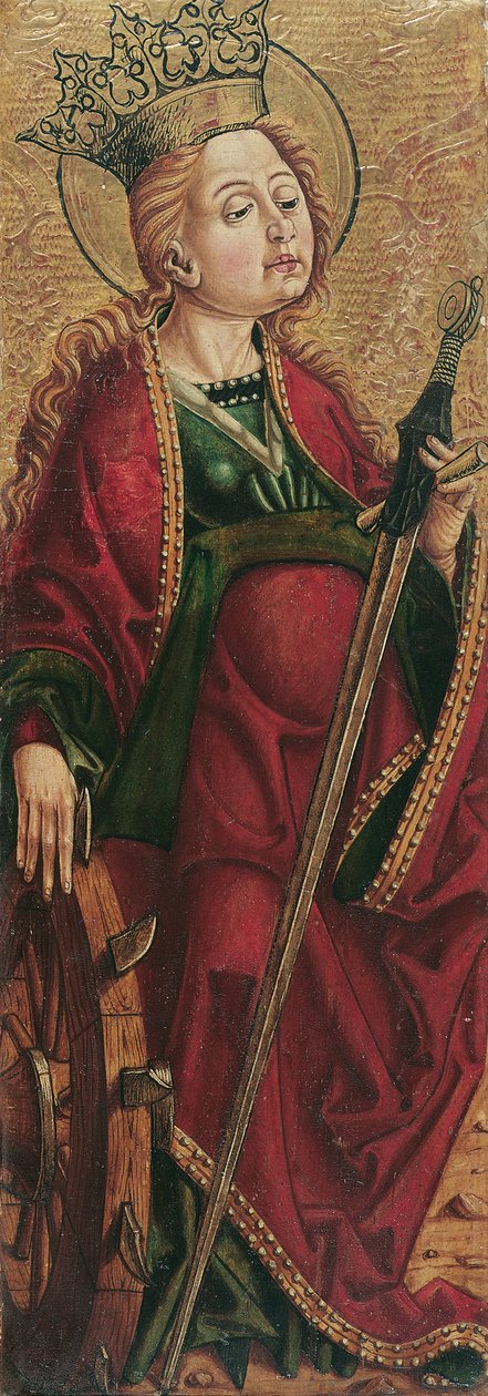 Aziz Catherine (içeride) ve Aziz Stephen? (dışarıda) by Friedrich Pacher (Umkreis)