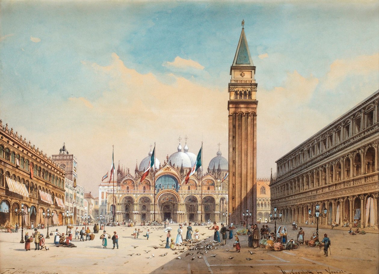 Piazza di San Marco, Venedik, Friedrich Perlberg by Friedrich Perlberg
