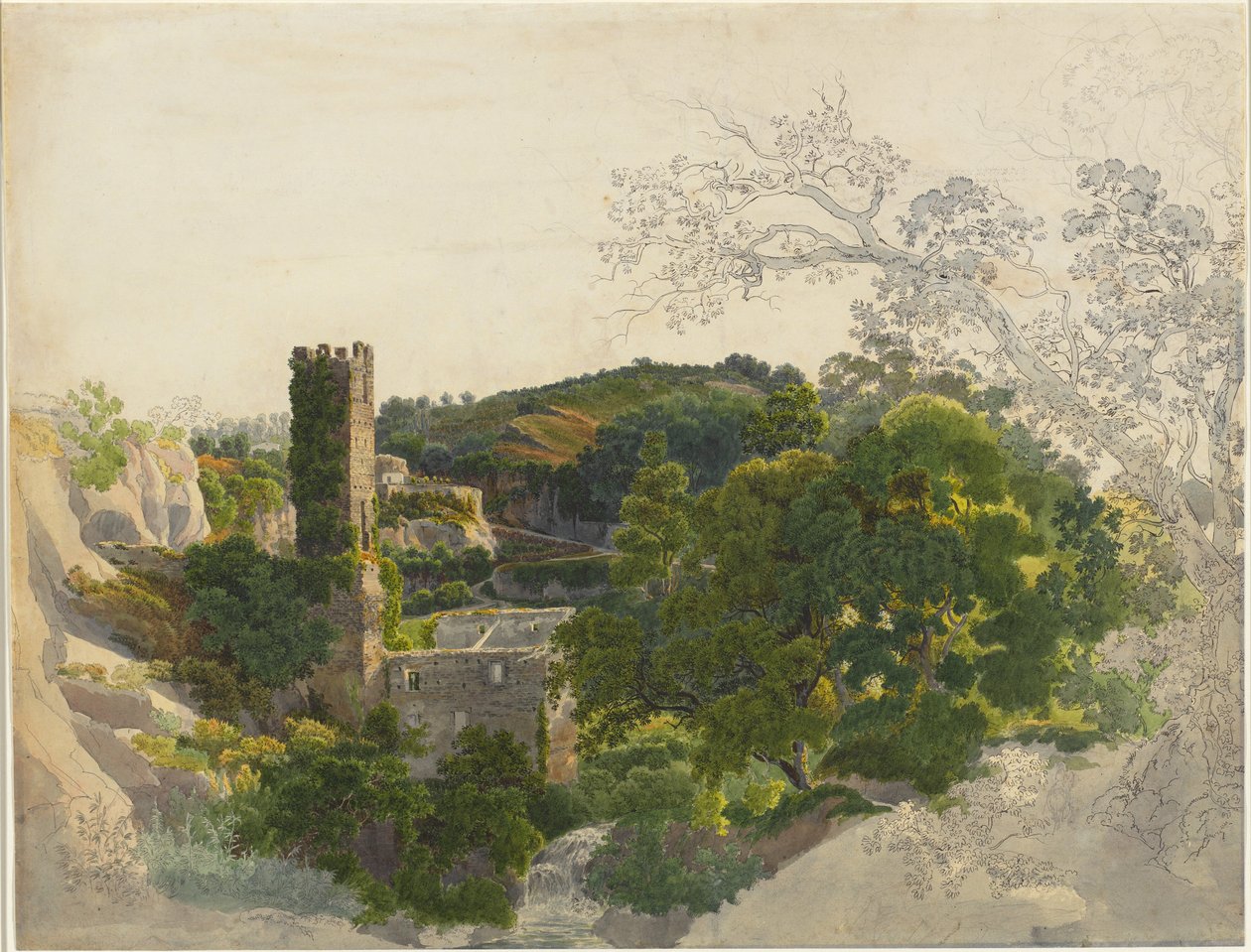 Ormanlık Tepeler Arasında Müstahkem Bir Kulenin Kalıntıları by Friedrich Salathé