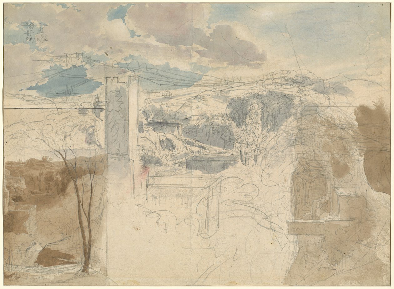 Wooded Hills Arasında Müstahkem Kule Harabeleri [recto] by Friedrich Salathé